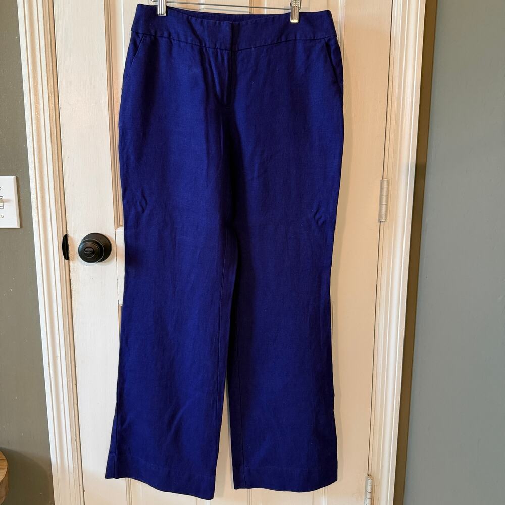 Loft Women’s Purple Linen Pants 100% Wide Leg Style-Julie Size M Summer Casual